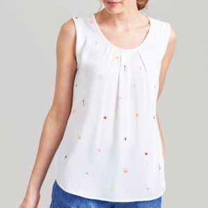 Joules - Alyse Sleeveless Woven Top White Picnic